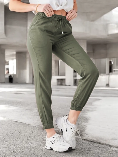 Брюки Raffaello Khaki Длинные Из Ткани Lyocell