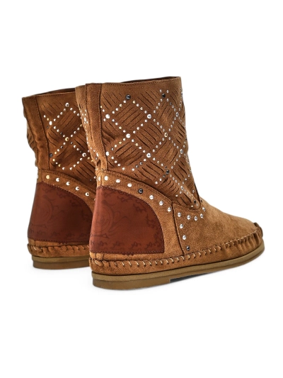 Royalfashion Moteriški anklinės botai su mažu pakulnės ir vyšniais Indijos stilius