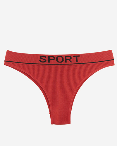 Трусики женские коричневые в рубчик со спортивными надписями - Нижнее белье