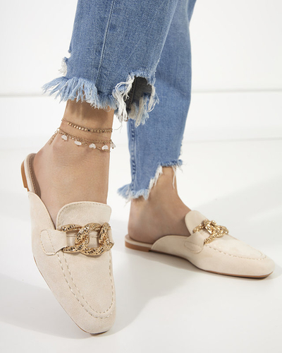 Тапочки кремового цвета а-ля мокасины Gabbu- Shoes