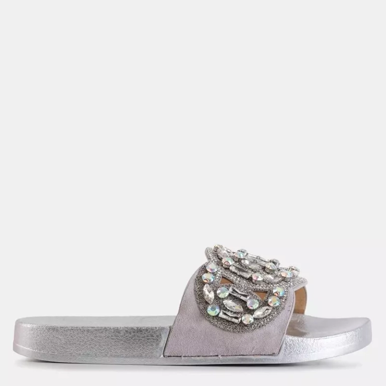OUTLET Sidabrinės guminės šlepetės su „Masandra“ ornamentais - Avalynė