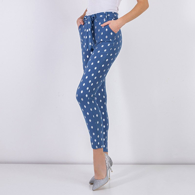 Голубые женские брюки в горошек - Одежда