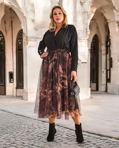 Karališkoji mada Moteriškas dviejų sluoksnių mados sijonas