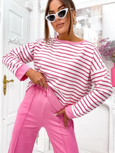 Royalfashion Женский хлопковый полосатый комплект с широкими брюками