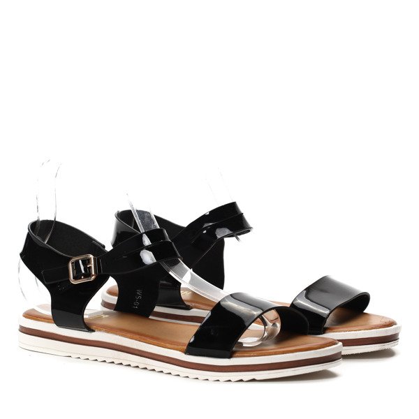 Czarne sandały na grubej podeszwie Potenza - Obuwie