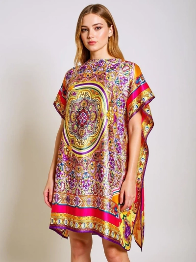 Pareo Melania Royalfashion – многоцветное платье кимоно до колен