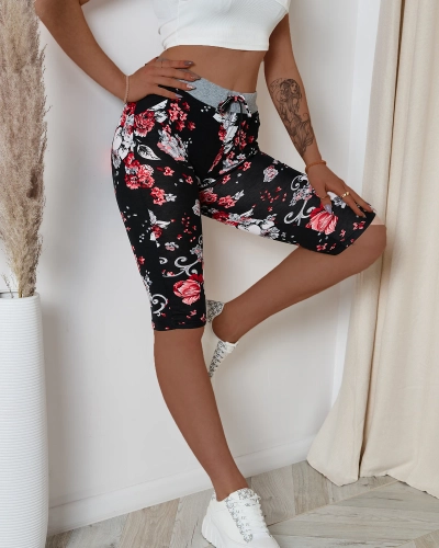 Женские шорты 3/4 черно-розовые PLUS SIZE - Одежда