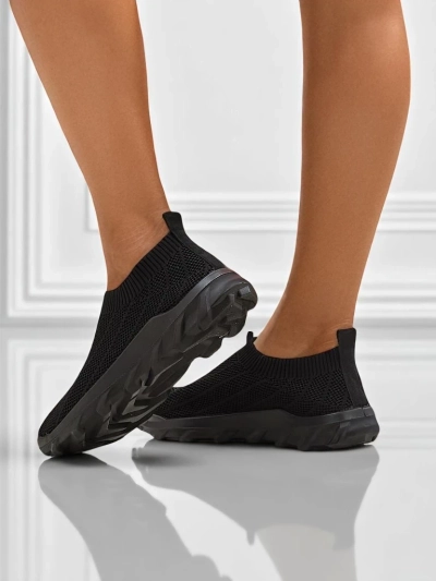 Women's Andromeda Nero sneakers - black, light textile shoes on a flat sole