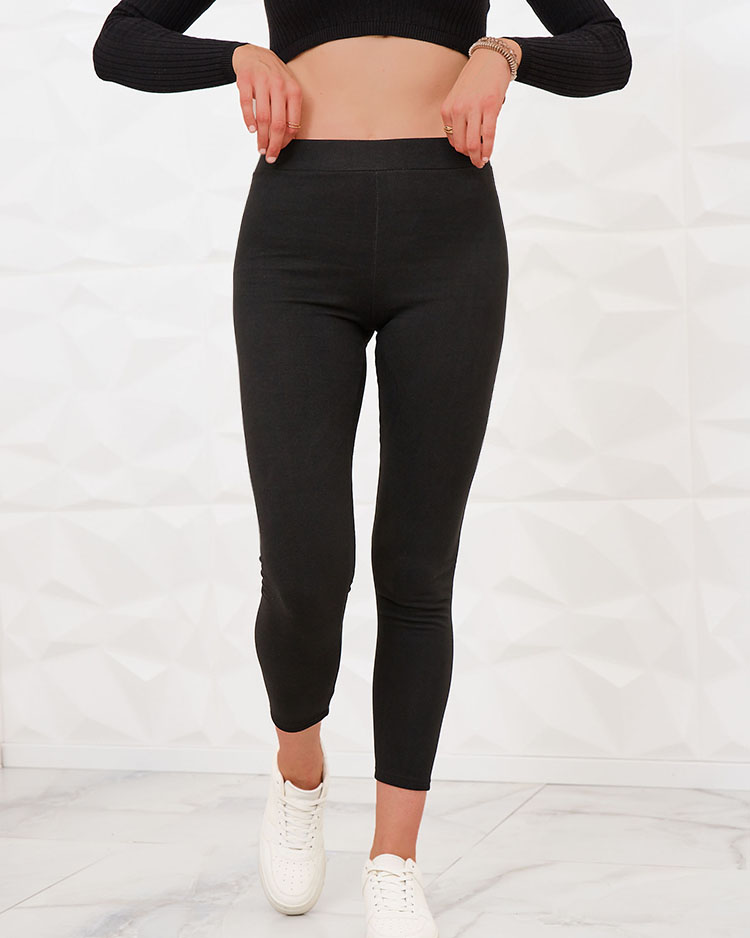 Royalfashion Черные женские теплые брюки-теггинсы