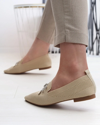 Royalfashion Бежевые женские тканевые балеринки Faqsa