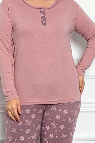 Royalfashion Женская хлопковая пижама из 2-х частей с принтом бабочек РАЗМЕР ПЛЮС