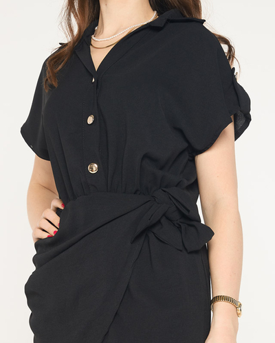 Moteriška juoda mini suknelė su kaklaraiščiu - Drabužiai