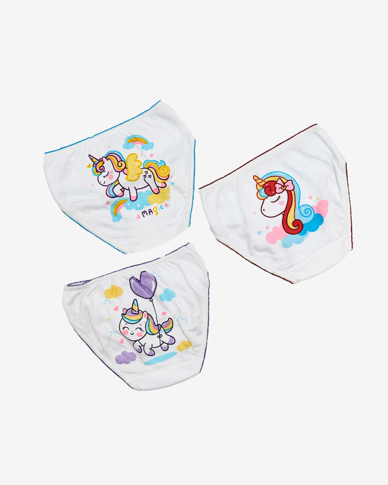 Royalfashion Комплект трусиков для девочек типа с красочным принтом единорога