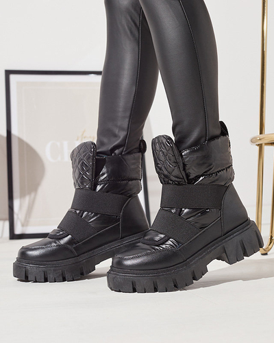 OUTLET Женские сноубутсы на плоской подошве черного цвета Ferory- Footwear