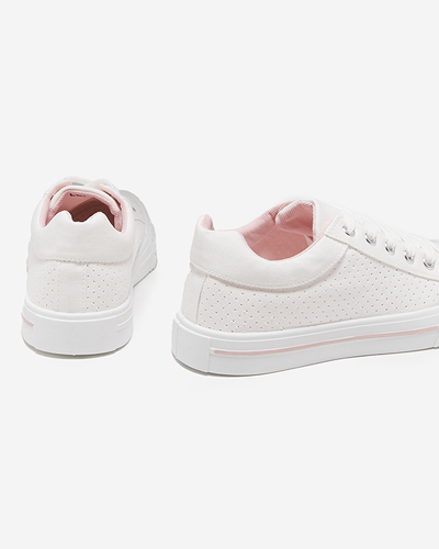 Balti moteriški sportbačiai su rožine juostele Sols- Avalynė