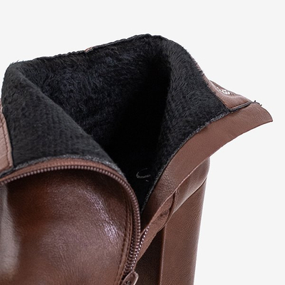 Коричневые женские сапоги с декоративной молнией Сантьяго - Обувь