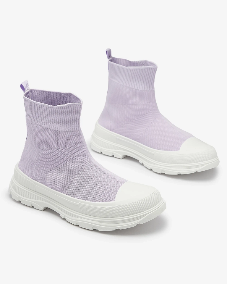 Фиолетовые женские высокие спортивные туфли-слипы а'ля кроссовки Vertiks - Обувь