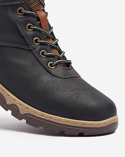 Черные женские ботинки с мехом Poritsu