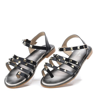 Czarne sandały ze złotymi ćwiekami Sokoto - Obuwie