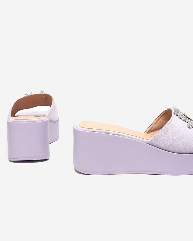 Фиолетовые женские тапочки на платформе Dreccoti - Обувь