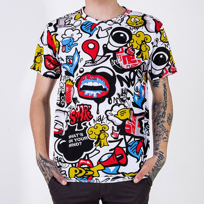 Spalvingi vyriški marškinėliai su spauda-Drabužiai