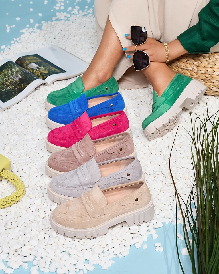 Мокасины из эко замши серого цвета для женщин Siherta- Footwear