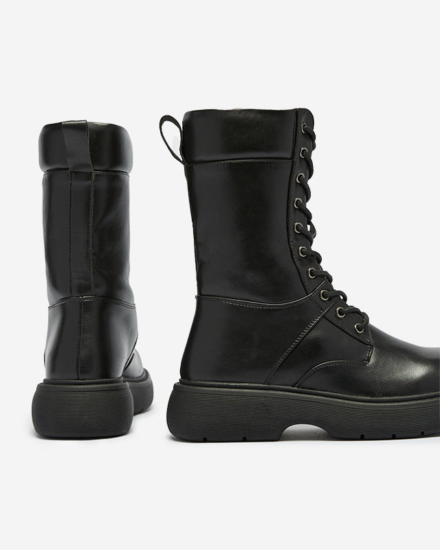 Черные женские сапоги на шнуровке Ferisis - Обувь