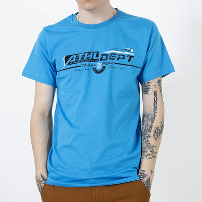 Голубая мужская футболка с принтом