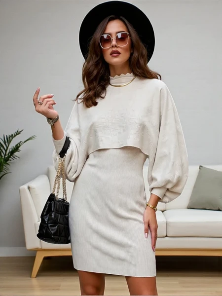 Royalfashion Женский комплект со свитером и платьем