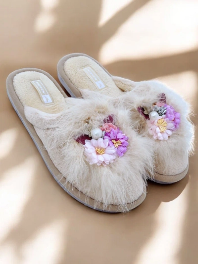 Royalfashion Женские меховые slippers с цветами Ederra