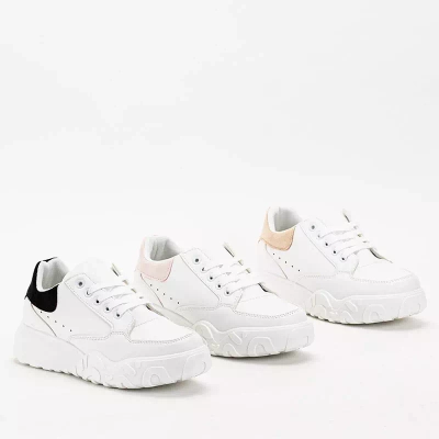 OUTLET Moteriški balti sportiniai bateliai su smėlio spalvos Abi įdėklu - Avalynė