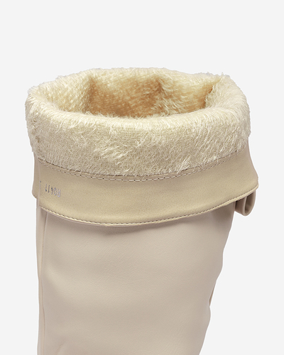 Кремовые женские сапоги-слипы с цепочкой Tera - Обувь