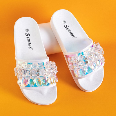 Белые женские сандалии с камнями Halpasi - Обувь