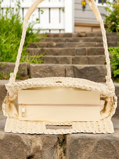 Royalfashion Maža moteriška šiaudinė rankinė Mini Moon Straw