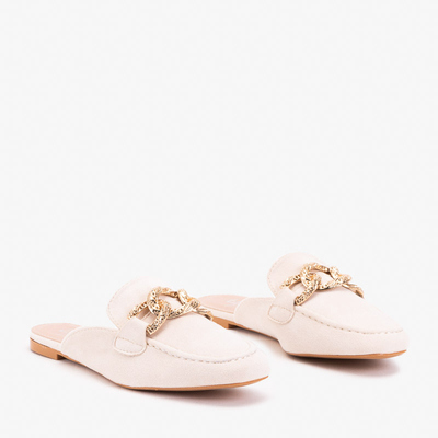 Kreminės spalvos šlepetės a'la mokasinai Gabbu- Shoes