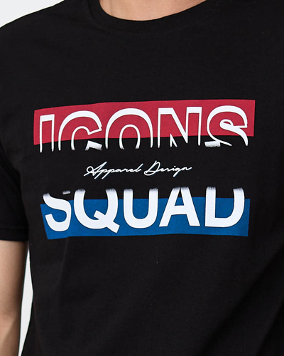 Черная мужская футболка с принтом - Одежда