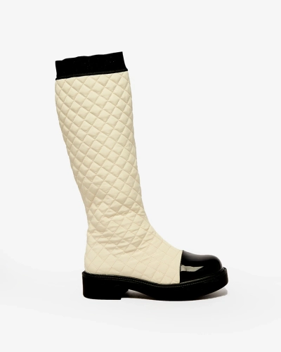 Royalfashion Бежевые женские стеганые сапоги Ataeb