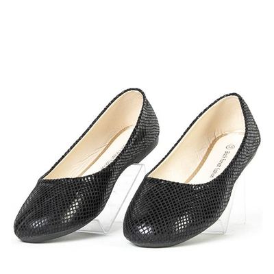Klasyczne czarne baleriny a'la skóra węża Leonor - Obuwie