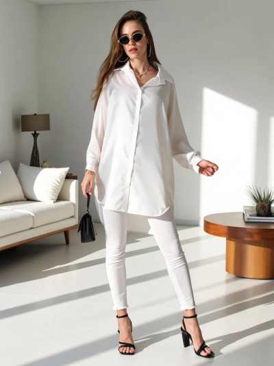 Royalfashion Ilga moterų oversize marškiniai