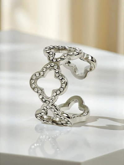 Apyrankė Ariadne Silverita su kristalais – sidabrinė, geometrinis „glamour“ raštas