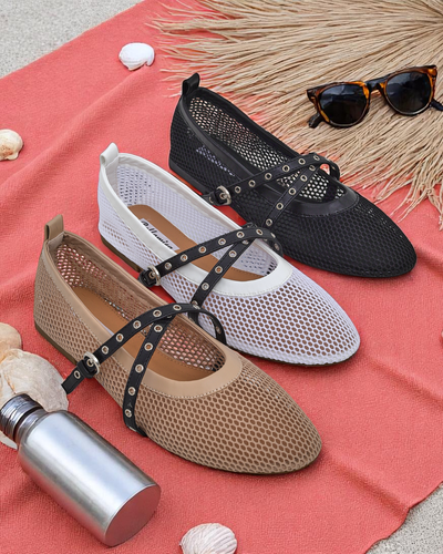 Балетки Royalfashion Arethusa Nero из сетки на плоском каблуке