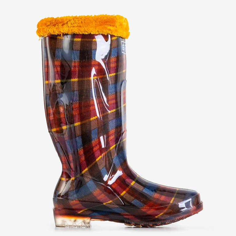Разноцветные женские резиновые сапоги в клеточку Tofito