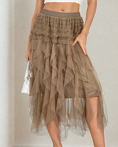 "Royalfashion" Moteriškas dvisluoksnis midi sijonas