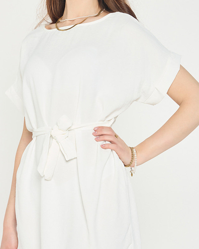 Moteriška balta ilga palaidinė tupu tunika su kaklaraiščiu - Drabužiai