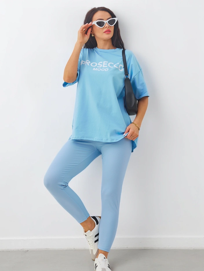 Royalfashion Хлопковый женский комплект с короткими рукавами и леггинсами