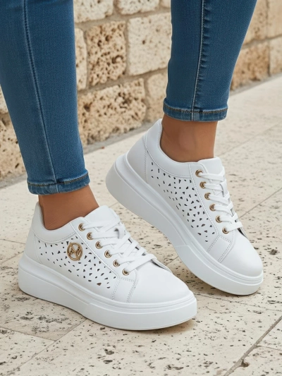 Женские кроссовки Calista Bianco из экокожи, ажурные, весенние 4,5 см