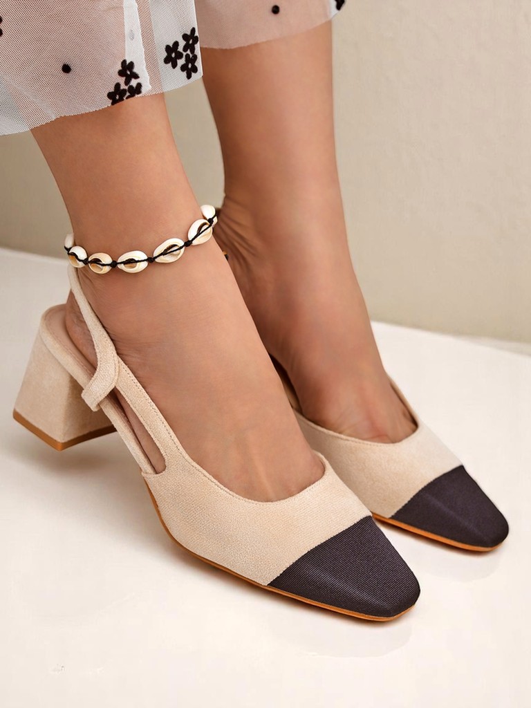 Royalfashion Damskie czółenka Eleganzo – niski obcas, ozdobny nosek