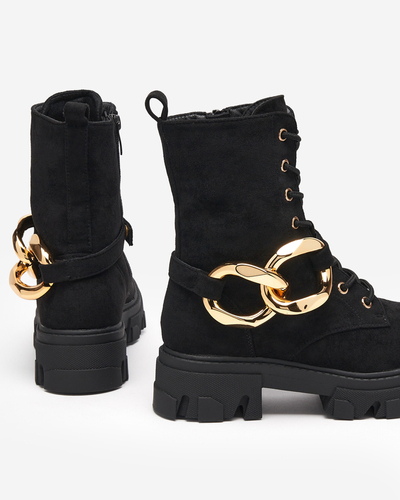 Juodi moteriški aukštaauliai su grandinėle Loti - Avalynė