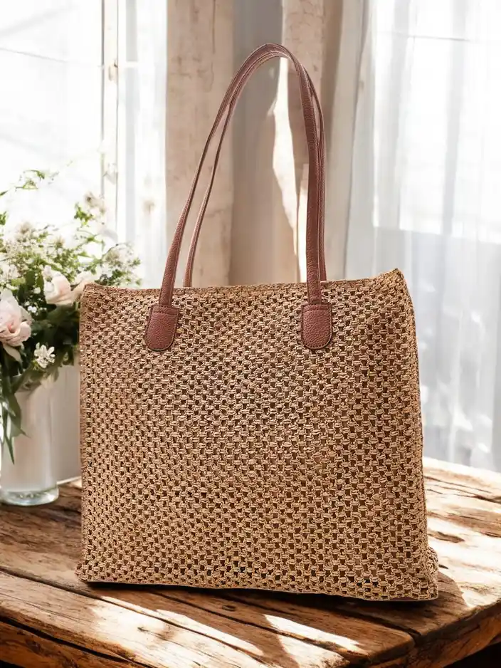 Royalfashion Didelis šiaudinė vasaros rankinė