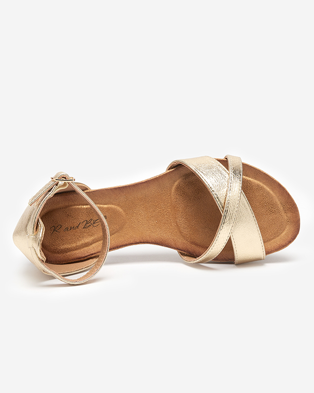 Розово-золотые женские босоножки на плоской подошве Ruddi